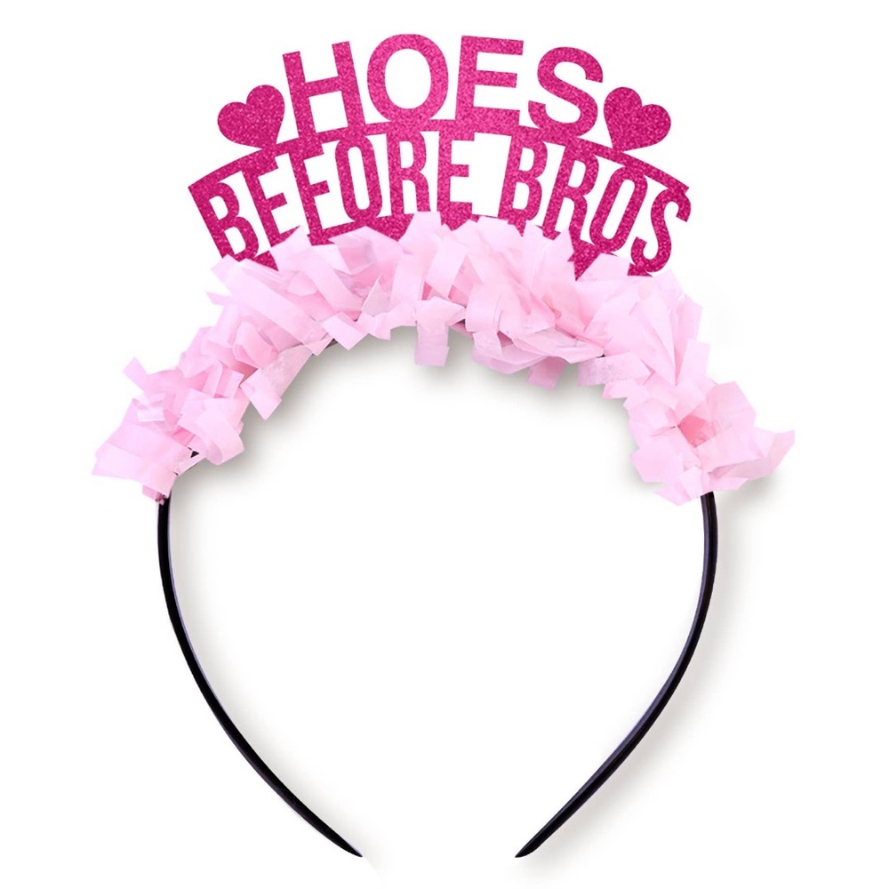 NEW “ Hoes Before Bros “ Humorous Fun Fuchsia Head Crown Party Favor